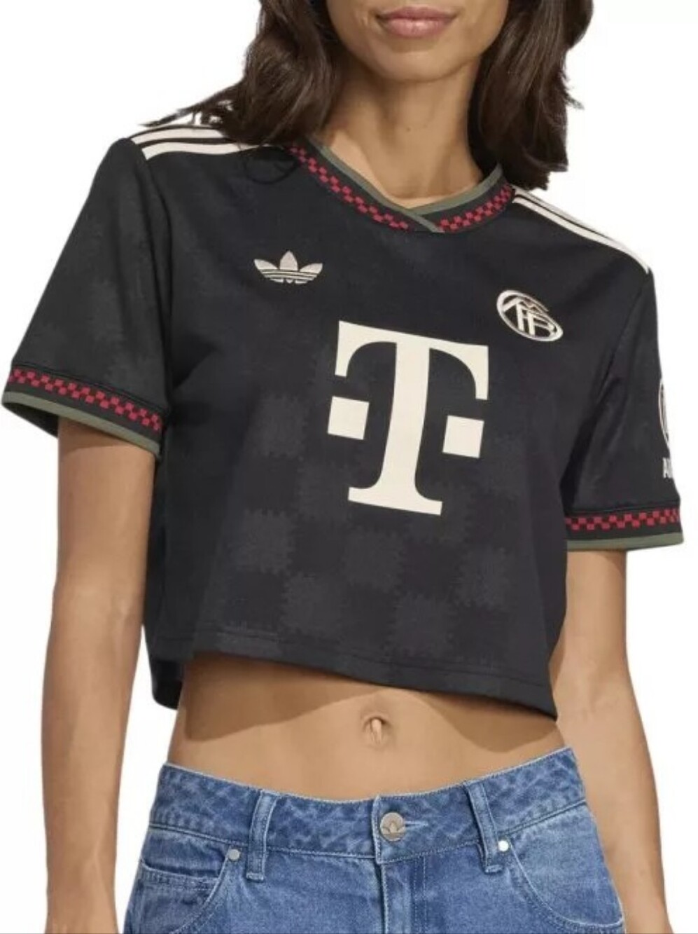 NWT Adidas FC Bayern Munich Women's 25/26 Cropped Third Jersey Soccer Sz S Black